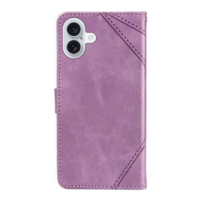 For iPhone 16 Plus Case Geometric Line Leathe Calf Texture Phone Cover