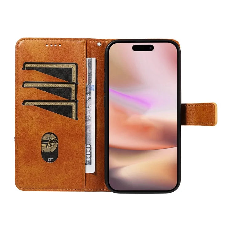 For iPhone 16 Plus Case Geometric Line Leathe Calf Texture Phone Cover