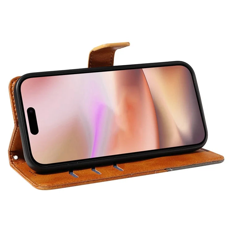 For iPhone 16 Plus Case Geometric Line Leathe Calf Texture Phone Cover
