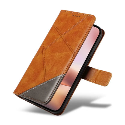 For iPhone 16 Plus Case Geometric Line Leathe Calf Texture Phone Cover