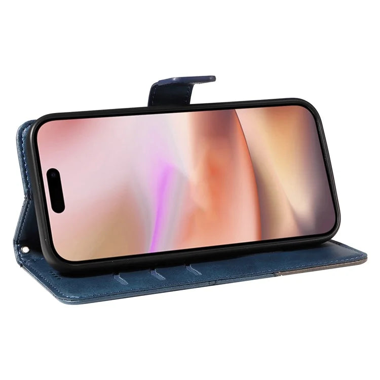 For iPhone 16 Plus Case Geometric Line Leathe Calf Texture Phone Cover