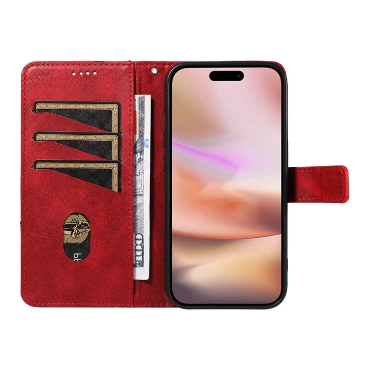 For iPhone 16 Plus Case Geometric Line Leathe Calf Texture Phone Cover
