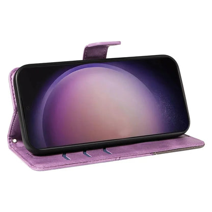 For Samsung Galaxy S24 Ultra Case PU Leather Phone Cover with Card Holder Geometric Line