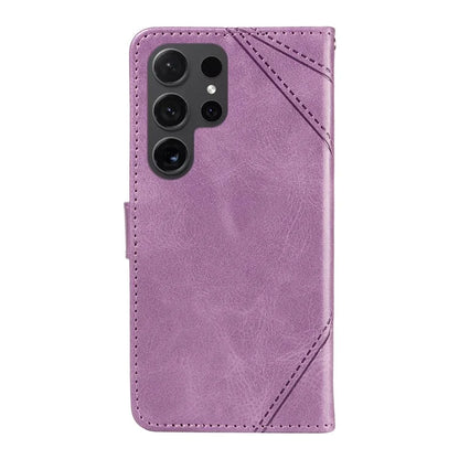 For Samsung Galaxy S24 Ultra Case PU Leather Phone Cover with Card Holder Geometric Line