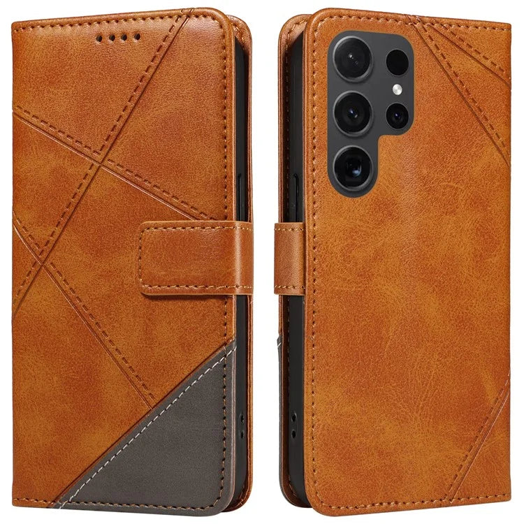 For Samsung Galaxy S24 Ultra Case PU Leather Phone Cover with Card Holder Geometric Line