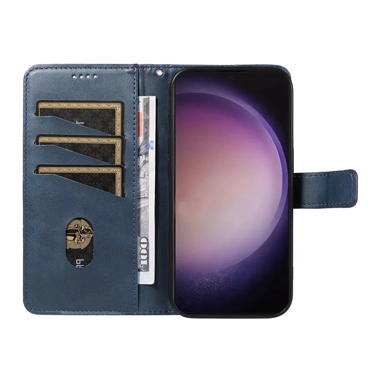 For Samsung Galaxy S24 Ultra Case PU Leather Phone Cover with Card Holder Geometric Line