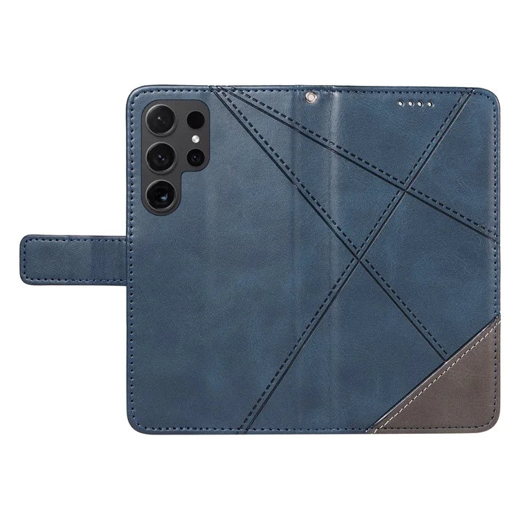 For Samsung Galaxy S24 Ultra Case PU Leather Phone Cover with Card Holder Geometric Line