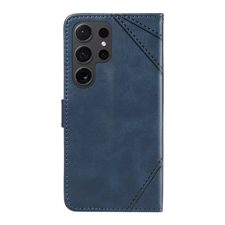 For Samsung Galaxy S24 Ultra Case PU Leather Phone Cover with Card Holder Geometric Line