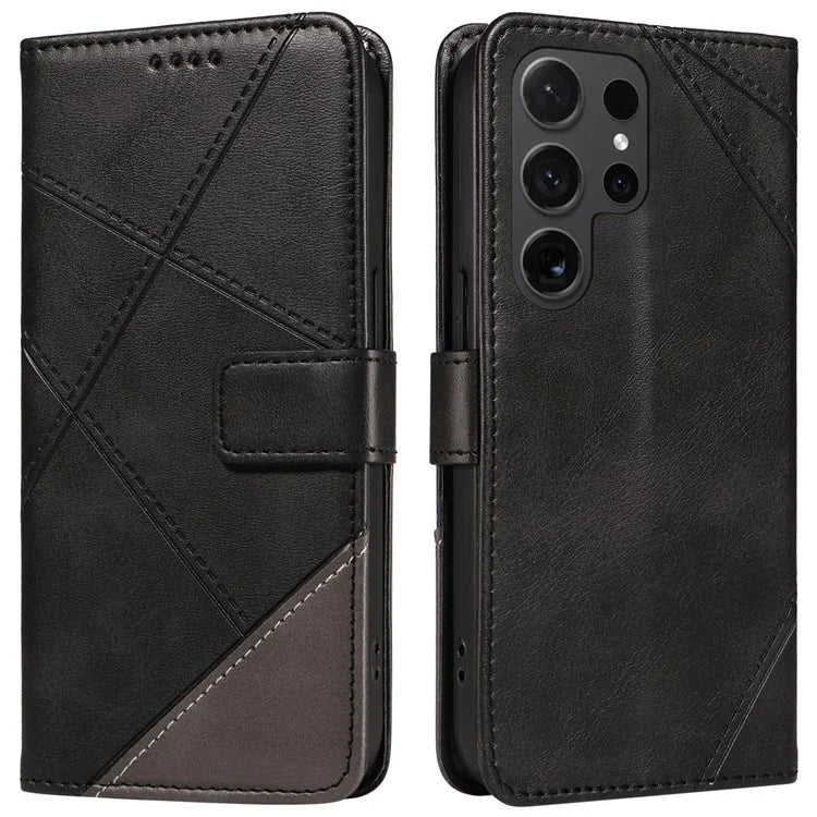 For Samsung Galaxy S24 Ultra Case PU Leather Phone Cover with Card Holder Geometric Line