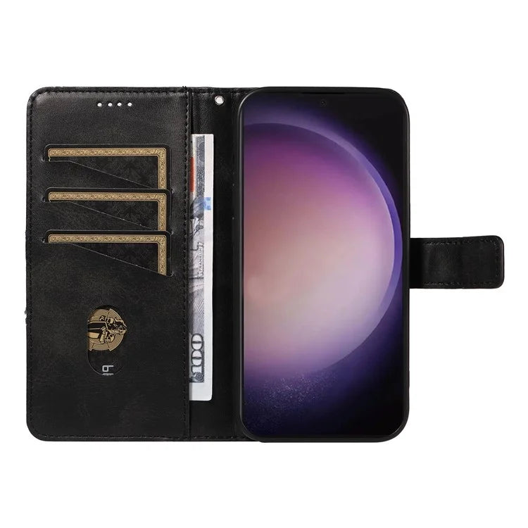 For Samsung Galaxy S24 Ultra Case PU Leather Phone Cover with Card Holder Geometric Line
