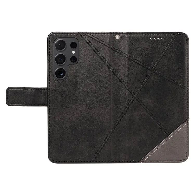 For Samsung Galaxy S24 Ultra Case PU Leather Phone Cover with Card Holder Geometric Line