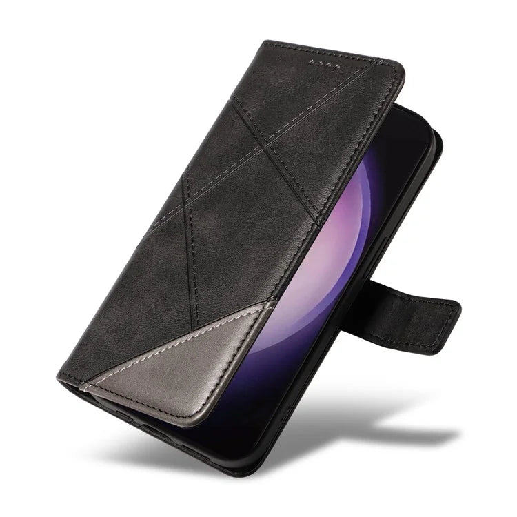 For Samsung Galaxy S24 Ultra Case PU Leather Phone Cover with Card Holder Geometric Line