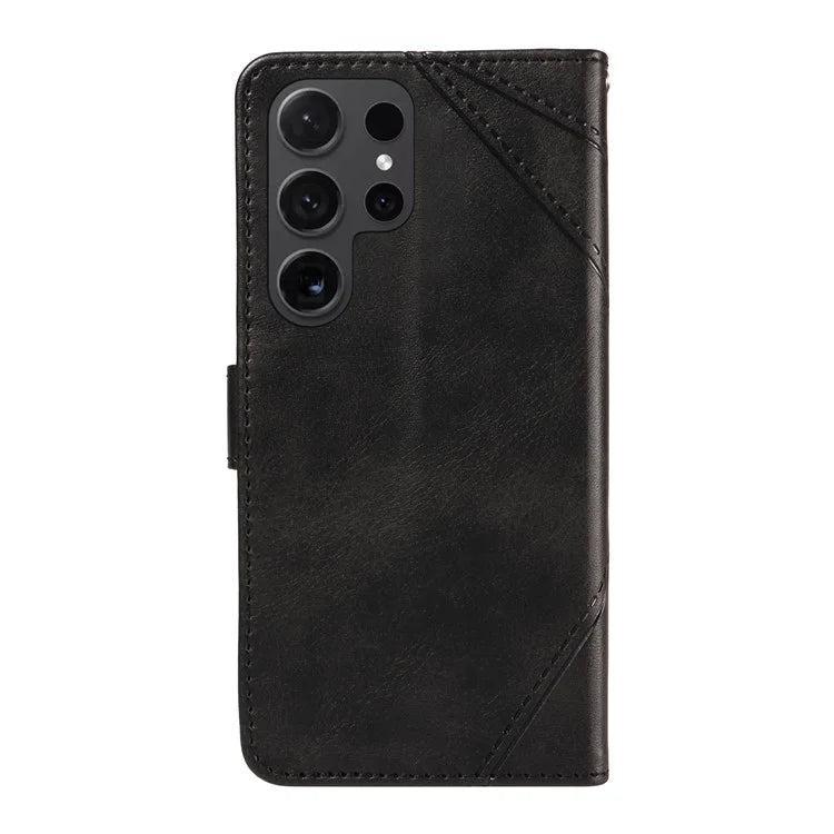 For Samsung Galaxy S24 Ultra Case PU Leather Phone Cover with Card Holder Geometric Line