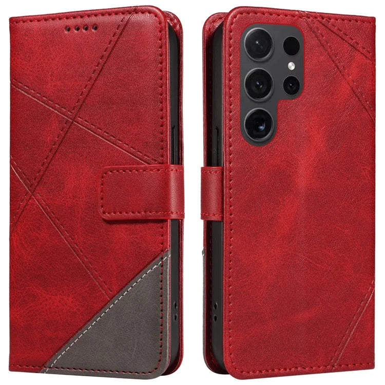For Samsung Galaxy S24 Ultra Case PU Leather Phone Cover with Card Holder Geometric Line