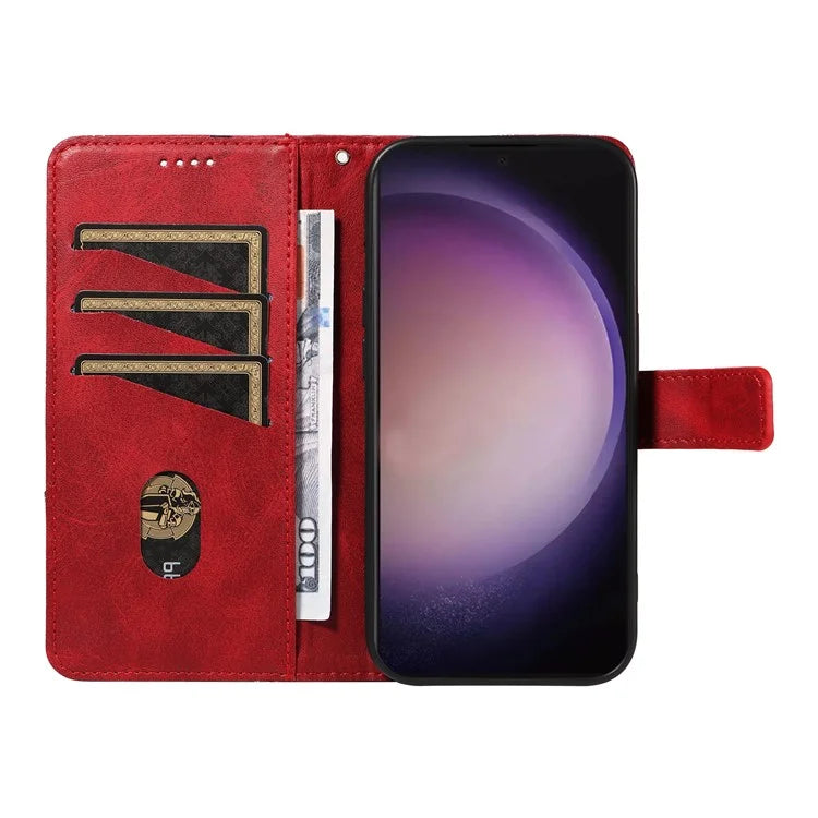 For Samsung Galaxy S24 Ultra Case PU Leather Phone Cover with Card Holder Geometric Line