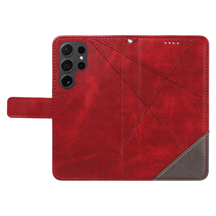 For Samsung Galaxy S24 Ultra Case PU Leather Phone Cover with Card Holder Geometric Line