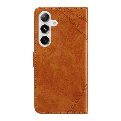 For Samsung Galaxy S24+ Case PU Leather Magnetic Clasp Phone Cover Geometric Line Wrist Strap
