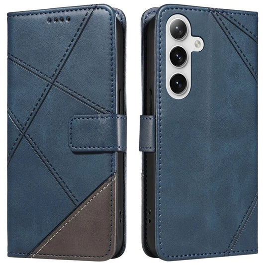 For Samsung Galaxy S24 Case PU Leather Calf Texture Wallet Phone Cover Geometric Line