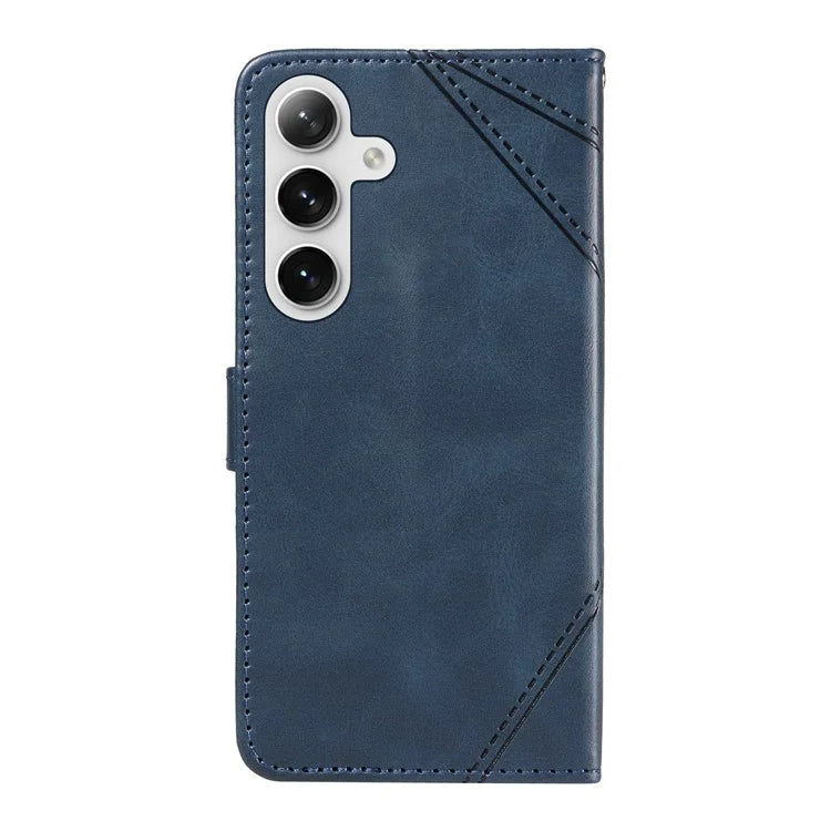 For Samsung Galaxy S24 Case PU Leather Calf Texture Wallet Phone Cover Geometric Line