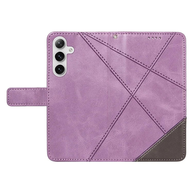 For Samsung Galaxy S24 Case PU Leather Calf Texture Wallet Phone Cover Geometric Line
