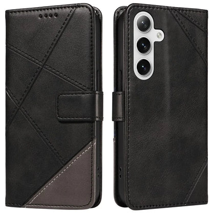 For Samsung Galaxy S24 Case PU Leather Calf Texture Wallet Phone Cover Geometric Line