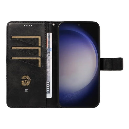 For Samsung Galaxy S24 Case PU Leather Calf Texture Wallet Phone Cover Geometric Line
