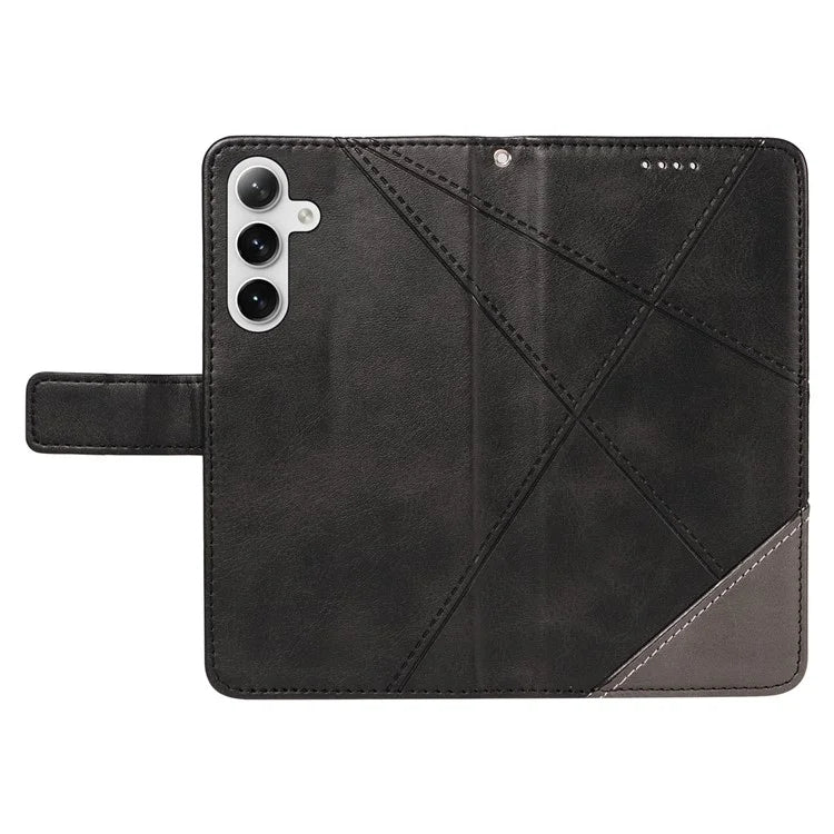For Samsung Galaxy S24 Case PU Leather Calf Texture Wallet Phone Cover Geometric Line