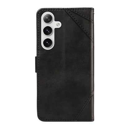 For Samsung Galaxy S24 Case PU Leather Calf Texture Wallet Phone Cover Geometric Line