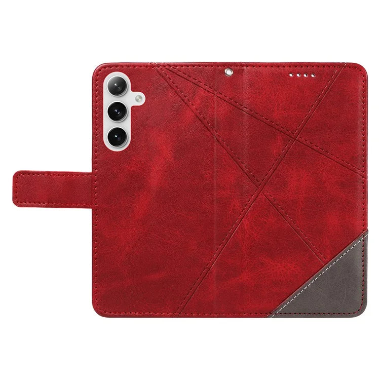 For Samsung Galaxy S24 Case PU Leather Calf Texture Wallet Phone Cover Geometric Line