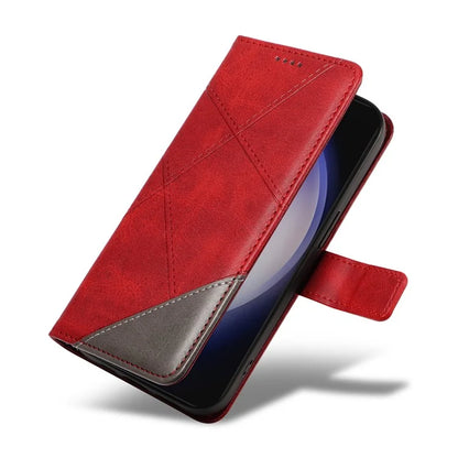 For Samsung Galaxy S24 Case PU Leather Calf Texture Wallet Phone Cover Geometric Line