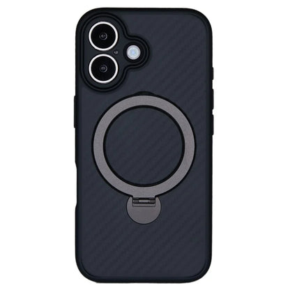 For iPhone 16 Plus Case Compatible with MagSafe Kickstand TPU+PC Phone Cover Carbon Fiber Texture