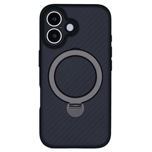 For iPhone 16 Plus Case Compatible with MagSafe Kickstand TPU+PC Phone Cover Carbon Fiber Texture