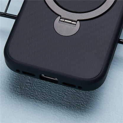 For iPhone 16 Plus Case Compatible with MagSafe Kickstand TPU+PC Phone Cover Carbon Fiber Texture