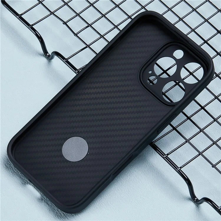 For iPhone 16 Pro Max Magnetic Case TPU+PC Carbon Fiber Texture Phone Cover Rotatable Ring Holder