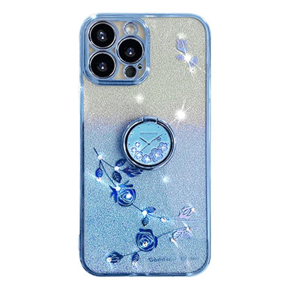 KADEM For iPhone 16 Pro Case TPU Glitter Shiny Rhinestone Phone Cover Ring Kickstand