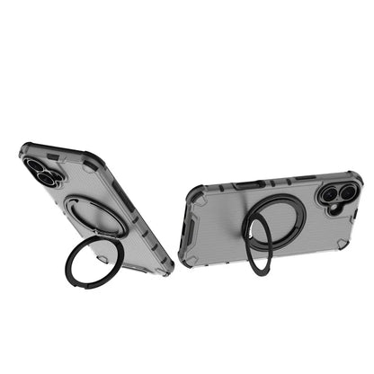 For iPhone 16 Plus Case Compatible with MagSafe PC+TPU Vertical Stripe Phone Cover Kickstand