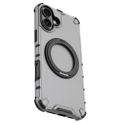 For iPhone 16 Plus Case Compatible with MagSafe PC+TPU Vertical Stripe Phone Cover Kickstand