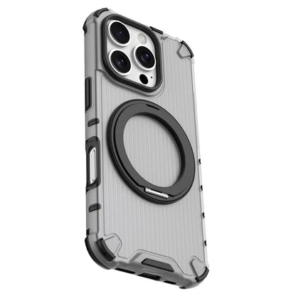 For iPhone 16 Pro Case Rotatable Magnetic Kickstand PC+TPU Phone Cover Vertical Stripe