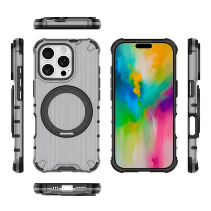 For iPhone 16 Pro Case Rotatable Magnetic Kickstand PC+TPU Phone Cover Vertical Stripe