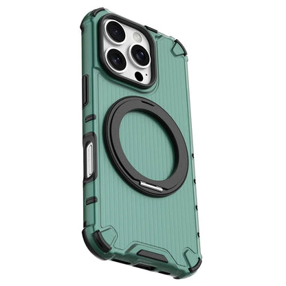 For iPhone 16 Pro Case Rotatable Magnetic Kickstand PC+TPU Phone Cover Vertical Stripe