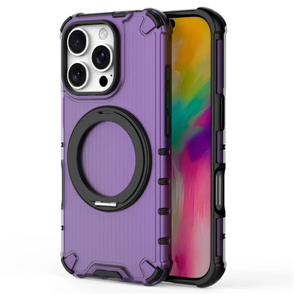 For iPhone 16 Pro Case Rotatable Magnetic Kickstand PC+TPU Phone Cover Vertical Stripe