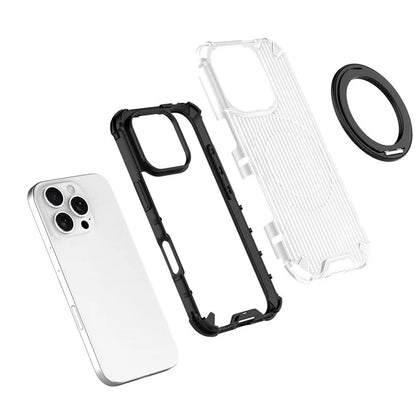 For iPhone 16 Pro Case Rotatable Magnetic Kickstand PC+TPU Phone Cover Vertical Stripe