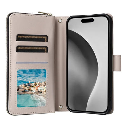 For iPhone 16 Pro Max Case Zipper Wallet Rhombus Crossbody Leather Phone Bag
