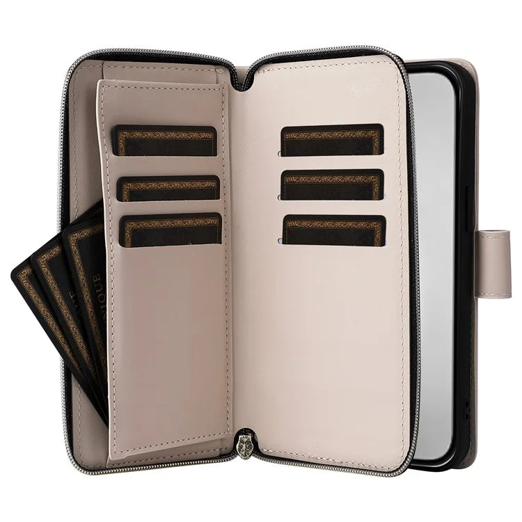 For iPhone 16 Pro Max Case Zipper Wallet Rhombus Crossbody Leather Phone Bag