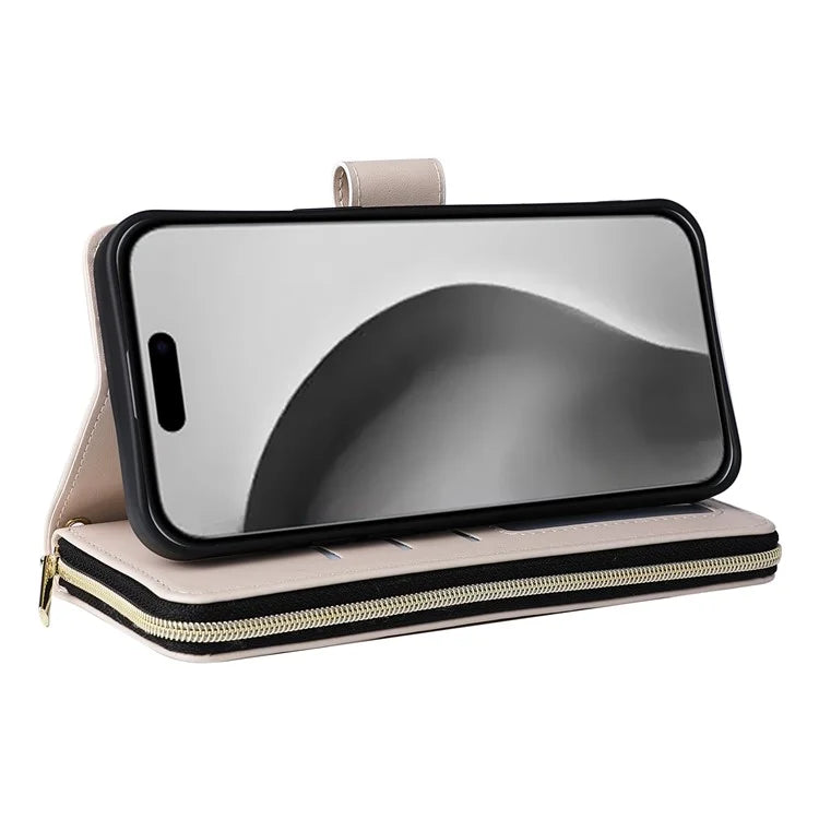 For iPhone 16 Pro Max Case Zipper Wallet Rhombus Crossbody Leather Phone Bag