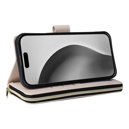 For iPhone 16 Pro Max Case Zipper Wallet Rhombus Crossbody Leather Phone Bag