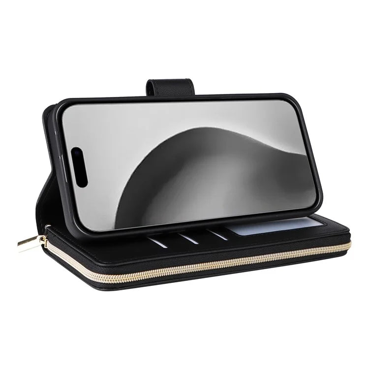 For iPhone 16 Pro Max Case Zipper Wallet Rhombus Crossbody Leather Phone Bag