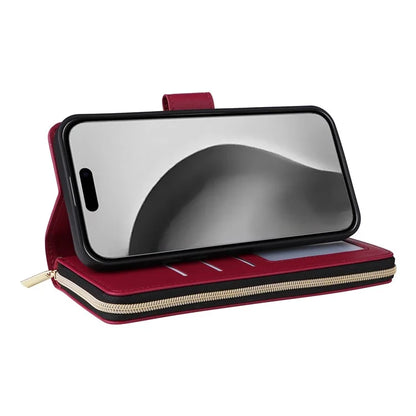 For iPhone 16 Pro Max Case Zipper Wallet Rhombus Crossbody Leather Phone Bag