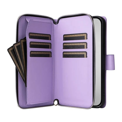 For iPhone 16 Pro Max Case Zipper Wallet Rhombus Crossbody Leather Phone Bag