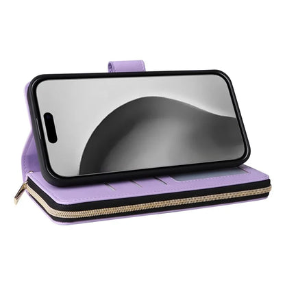 For iPhone 16 Pro Max Case Zipper Wallet Rhombus Crossbody Leather Phone Bag
